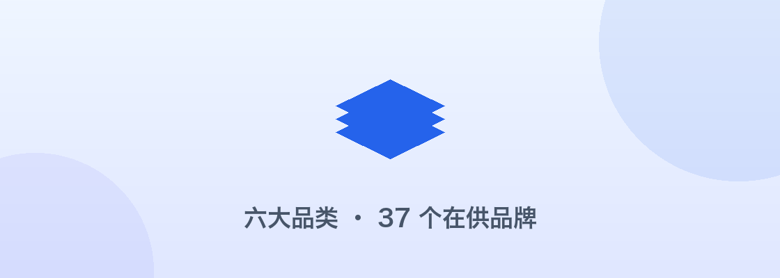 六大品类 · 38 个在供品牌